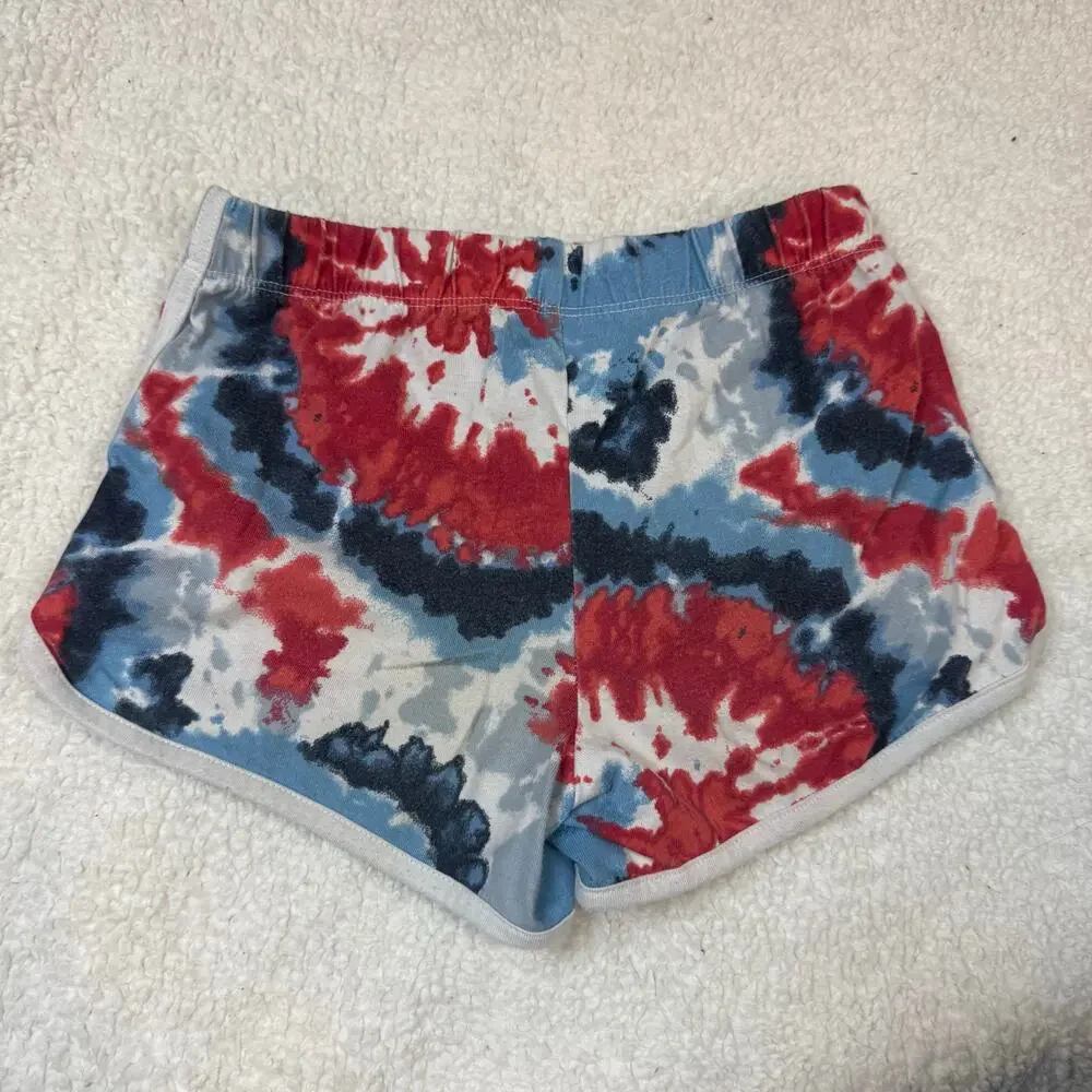 The Children's Place Tie Dye Pull On Shorts Blue Red Girls M Medium 7 8